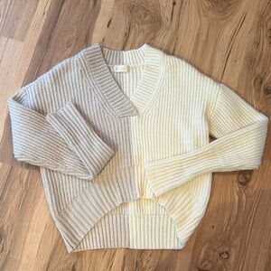 Altar'd State V-Neck Sweater in Cream and Tan
